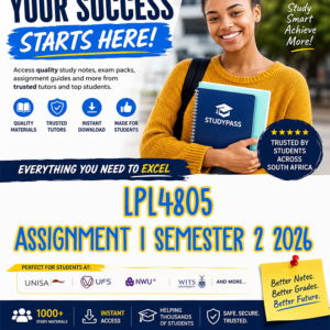 LPL4805 Assignment 1 Semester 2 2026 (ANSWERS) – Due 26 AUGUST 2026 (100% TRUSTED & BEST ANSWERS)