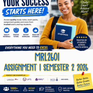 MRL2601 Assignment 1 Semester 2 2026 (ANSWERS) – Due 12 AUGUST 2026 (100% TRUSTED & BEST ANSWERS)