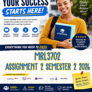 MRL3702 Assignment 2 Semester 2 2026 (ANSWERS) - Due 10 SEPTEMBER 2026 (100% TRUSTED & BEST ANSWERS)
