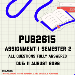 PUB2615 Assignment 1 Semester 2 MEMO | Due 11 August 2026
