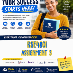RSE4801 Assignment 3 2026 (ANSWERS) - Due 14 AUGUST 2026 (100% TRUSTED & BEST ANSWERS)