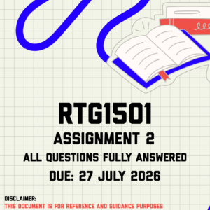 RTG1501 Assignment 2 Memo | Due 27 July 2026