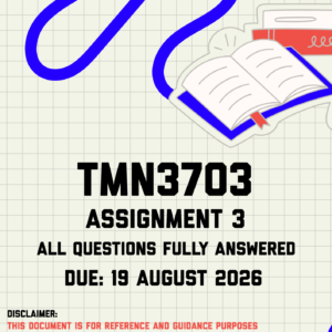 TMN3703 Assignment 3 Memo | Due 19 August 2026