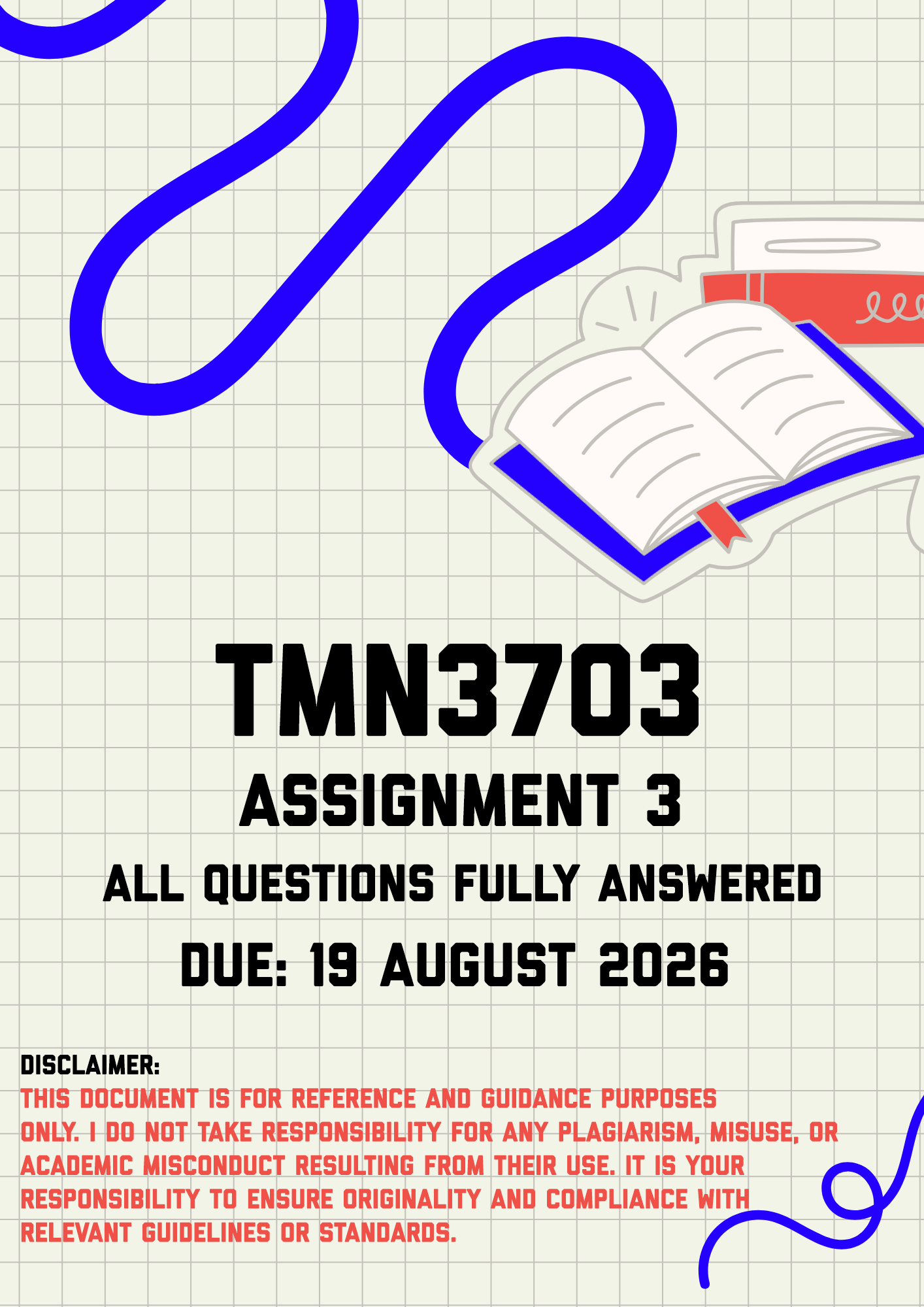 TMN3703 Assignment 3 Memo | Due 19 August 2026
