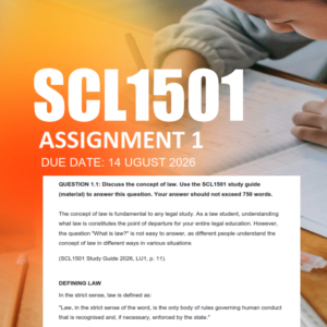 SCL1501 Assignment 1 Semester 2 2026 - Due 14 August 2026