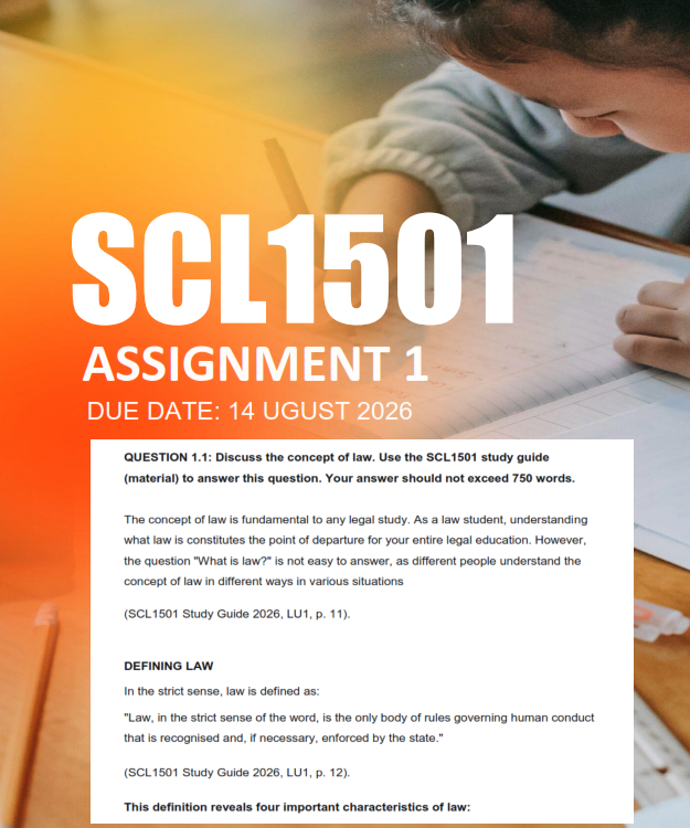 SCL1501 Assignment 1 Semester 2 2026 - Due 14 August 2026