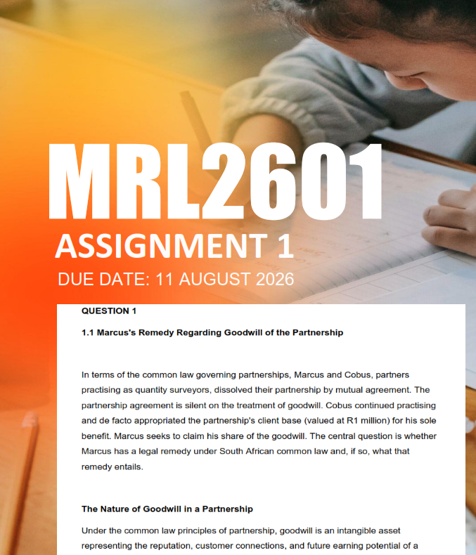 MRL2601 Assignment 1 Semester 2 2026 - Due 11 August 2026