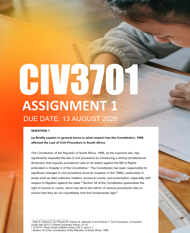 CIV3701 Assignment 1 Semester 2 2026 - Due 13 August 2026