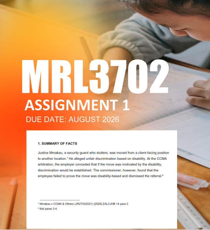 MRL3702 Assignment 1 Semester 2 2026 - Due 14 August 2026 - StudyPass