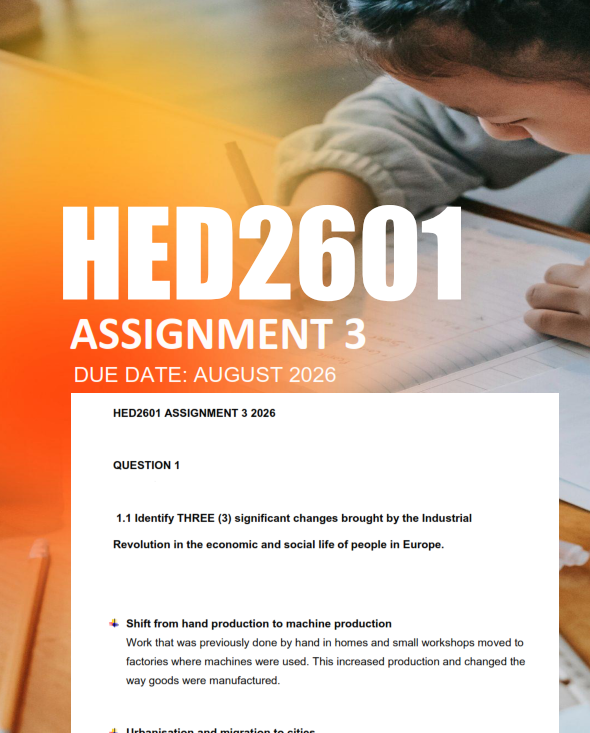 HED2601 Assignment 3 Semester 2 2026 - Due August 2026