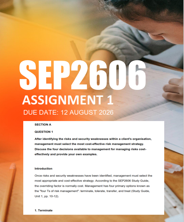 SEP2606 Assignment 1 Semester 2 2026 - Due 12 August 2026