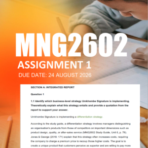 MNG2602 Assignment 1 Semester 2 2026 - Due 24 August 2026