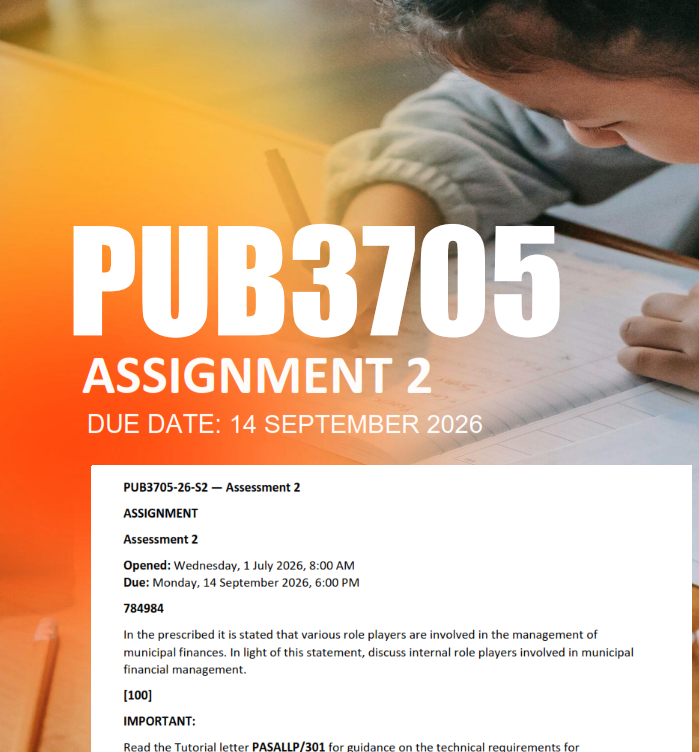 PUB3705 Assignment 2 Semester 2 2026 - Due 14 September 2026