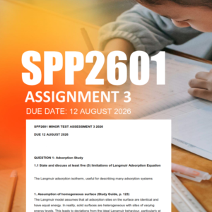 SPP260 Assignment 3 (Minor Test) 2026 - Due 12 August 2026