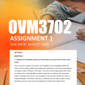 OVM3702 Assignment 1 Semester 2 2026 - Due August 2026