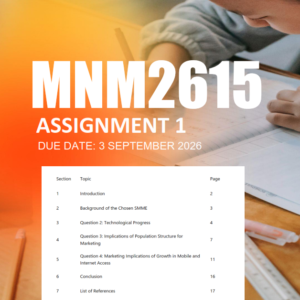 MNM2615 Assignment 1 Semester 2 2026 - Due 3 September 2026