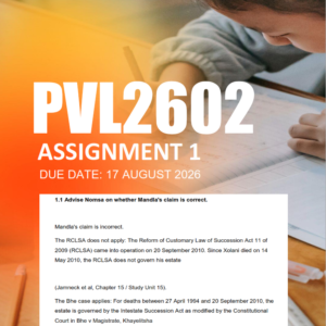 PVL2602 Assignment 1 Semester 2 2026 - Due 17 August 2026