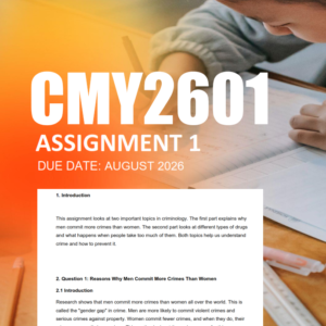 CMY2601 Assignment 1 Semester 2 2026 - Due August 2026