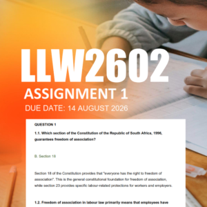LLW2602 Assignment 1 Semester 2 2026 - Due 14 August 2026