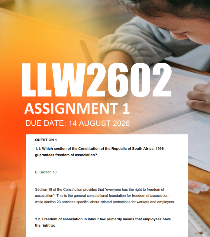 LLW2602 Assignment 1 Semester 2 2026 - Due 14 August 2026