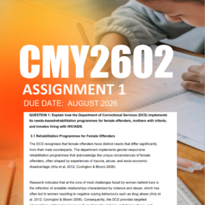 CMY2602 Assignment 1 Semester 2 2026 - Due August 2026