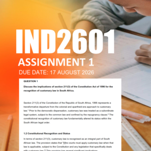 IND2601 Assignment 1 Semester 2 2026 - Due 17 August 2026