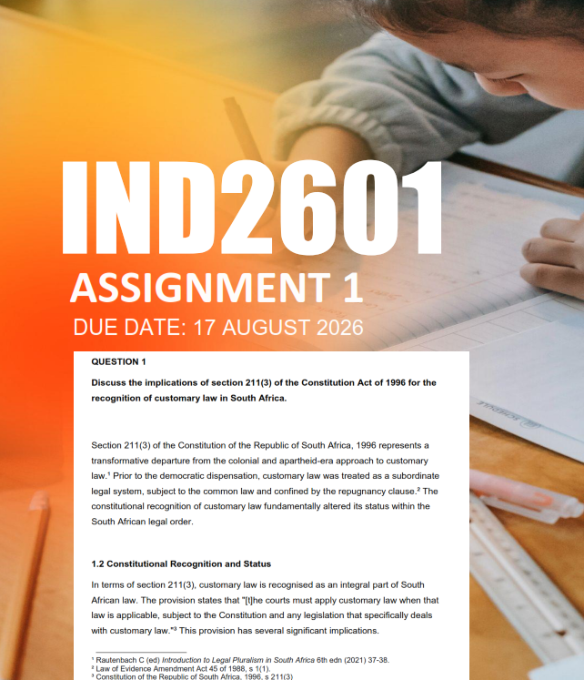 IND2601 Assignment 1 Semester 2 2026 - Due 17 August 2026