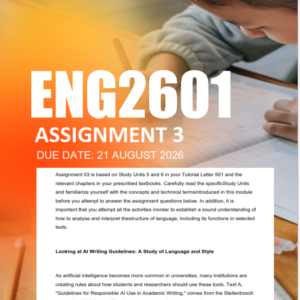 ENG2601 Assignment 3 Semester 2 2026 - Due 21 August 2026