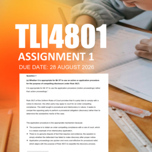 TLI4801 Assignment 1 Semester 2 2026 - Due 28 August 2026