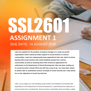 SSL2601 Assignment 1 Semester 2 2026 - Due 14 August 2026