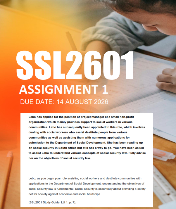SSL2601 Assignment 1 Semester 2 2026 - Due 14 August 2026