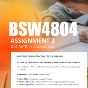 BSW4804 Assignment 2 Semester 2 2026 - Due 14 August 2026