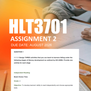 HLT3701 Assignment 2 Semester 2 2026 - Due August 2026