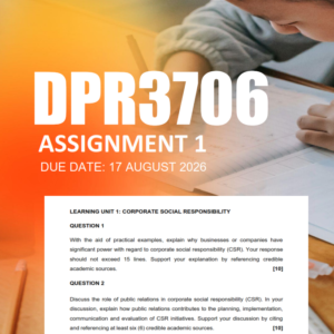 DPR3706 Assignment 1 Semester 2 2026 - Due 17 August 2026