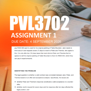 PVL3702 Assignment 1 Semester 2 2026 - Due 4 September 2026