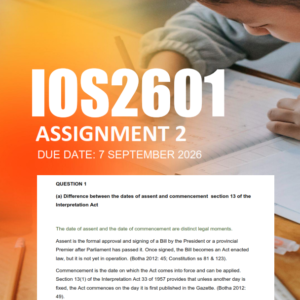 IOS2601 Assignment 2 Semester 2 2026 - Due 7 September 2026