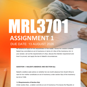 MRL3701 Assignment 1 Semester 2 2026 - Due 13 August 2026