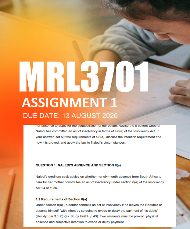 MRL3701 Assignment 1 Semester 2 2026 - Due 13 August 2026