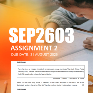 SEP2603 Assignment 2 Semester 2 2026 - Due 31 August 2026