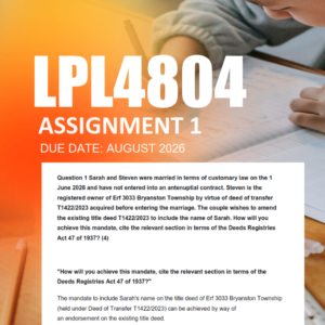 LPL4804 Assignment 1 Semester 2 2026 - Due August 2026