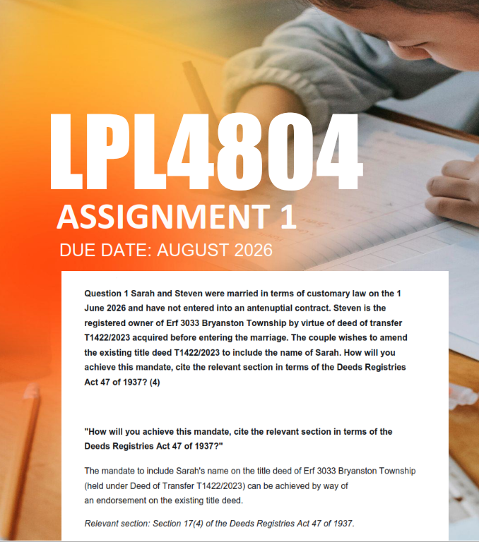 LPL4804 Assignment 1 Semester 2 2026 - Due August 2026