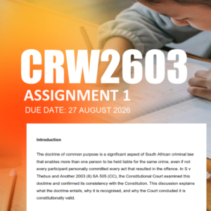 CRW2603 Assignment 1 Semester 2 2026 - Due 27 August 2026