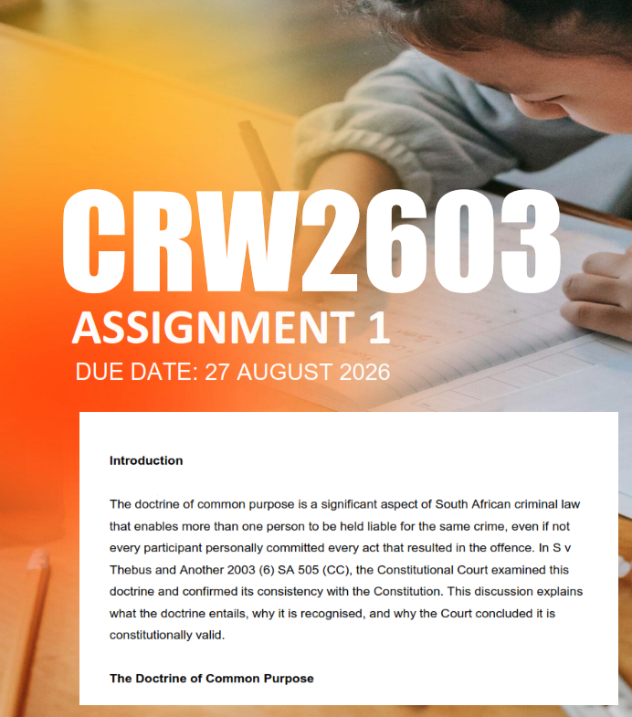 CRW2603 Assignment 1 Semester 2 2026 - Due 27 August 2026