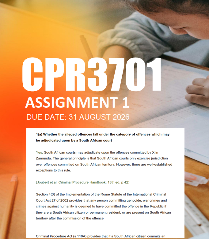 CPR3701 Assignment 1 Semester 2 2026 - Due 31 August 2026