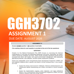 GGH3702 Assignment 1 Semester 2 2026 - Due August 2026