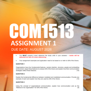 COM1513 Assignment 1 Semester 2 2026 - Due August 2026