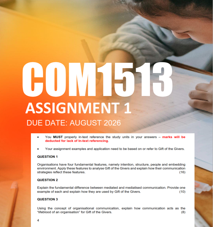 COM1513 Assignment 1 Semester 2 2026 - Due August 2026