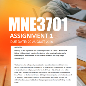 MNE3701 Assignment 1 Semester 2 2026 - Due 20 August 2026