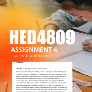 HED4809 Assignment 4 Semester 2 2026 - Due August 2026