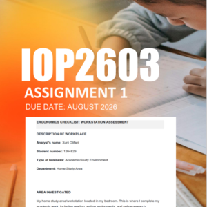 IOP2603 Assignment 1 Semester 2 2026 - Due August 2026